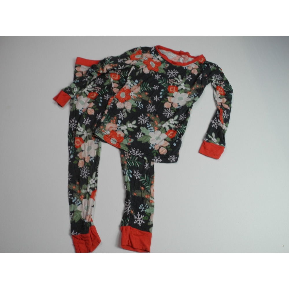 Little Sleepies Pajama Set Kids 5T Holiday Snowflake Floral Soft Bamboo Pajamas